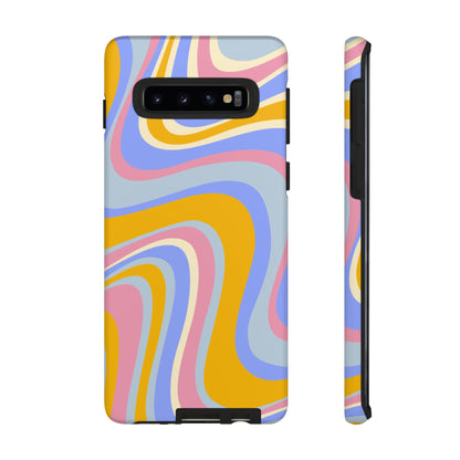 Groovy Pastel Waves Samsung Galaxy Case – 70s-Inspired Design with Dual-Layer Protection