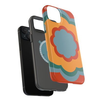 Retro Flower Power MagSafe iPhone Case – Bold 70s-Inspired Design with Dual-Layer Protection