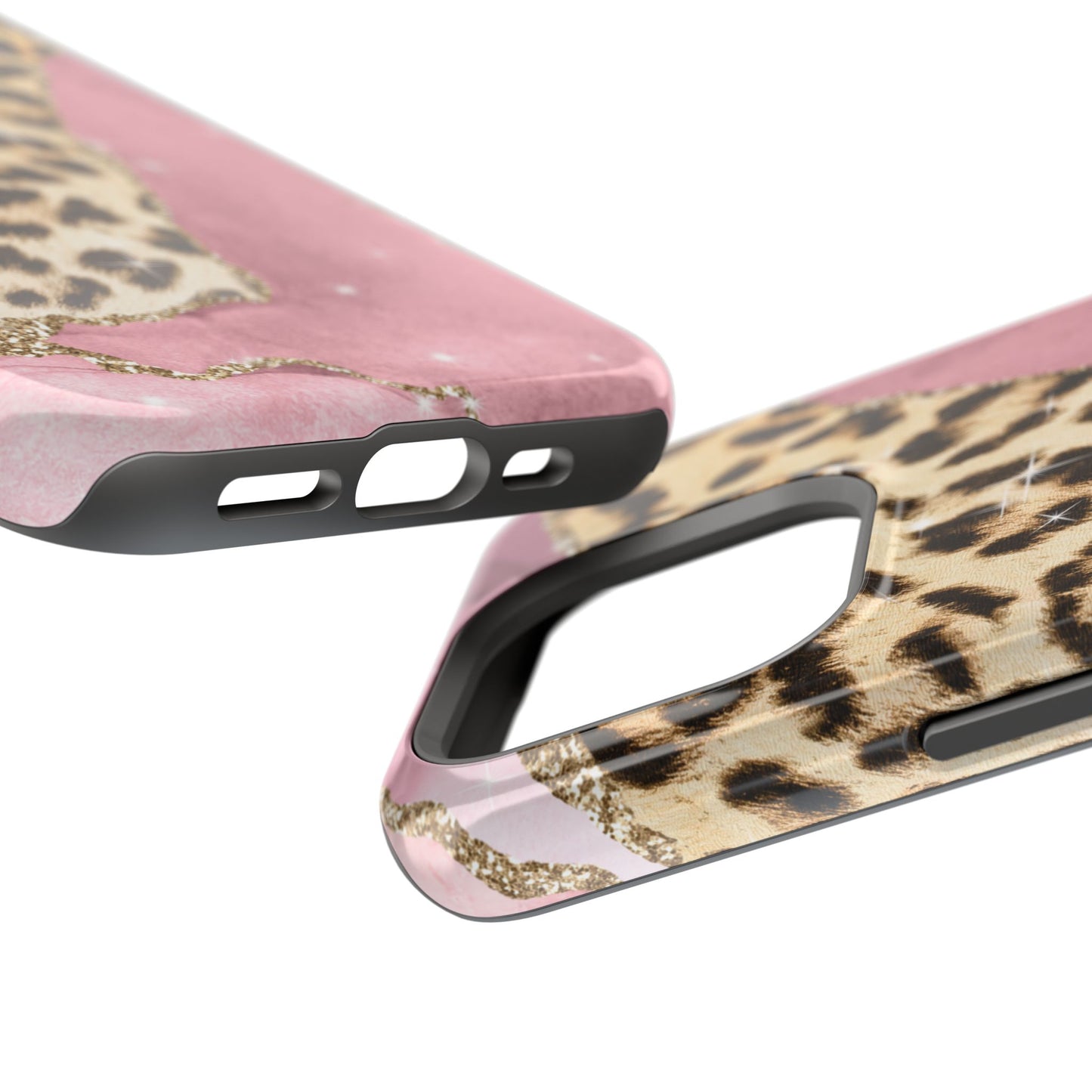 Pink Glam Leopard - MagSafe iPhone Series Case with Glitter Accents