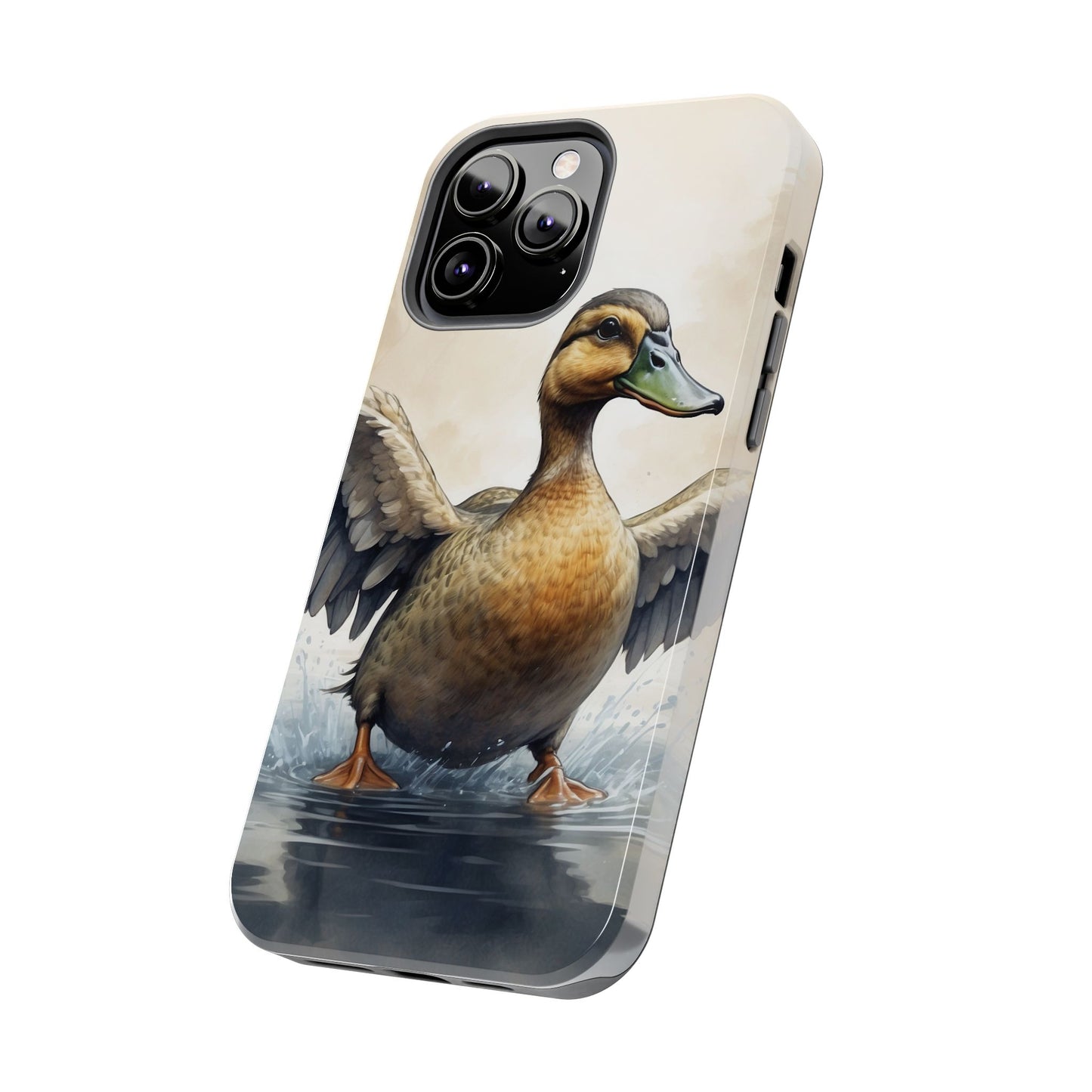 Graceful Duck in Watercolor Scene - iPhone Case