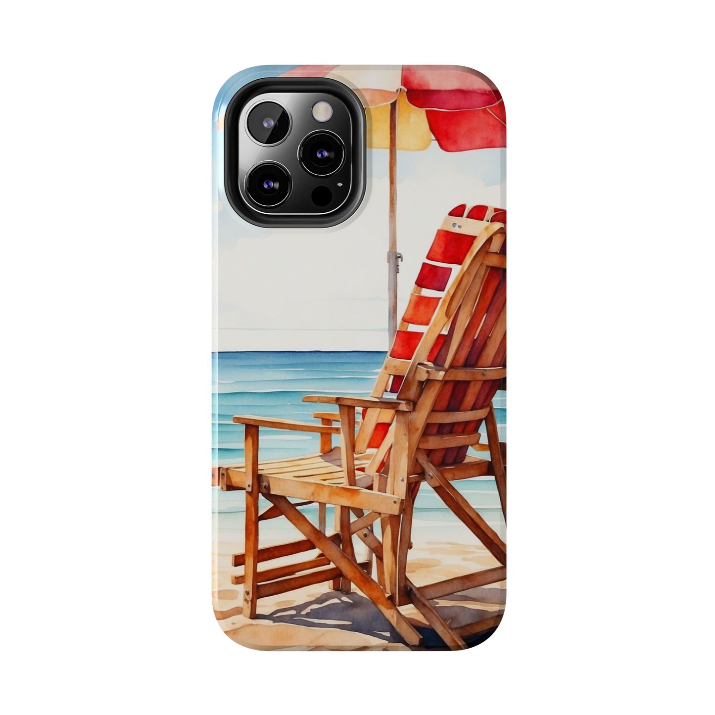 Beach Bliss iPhone Series Case – Relaxing Seaside Chair and Umbrella Design