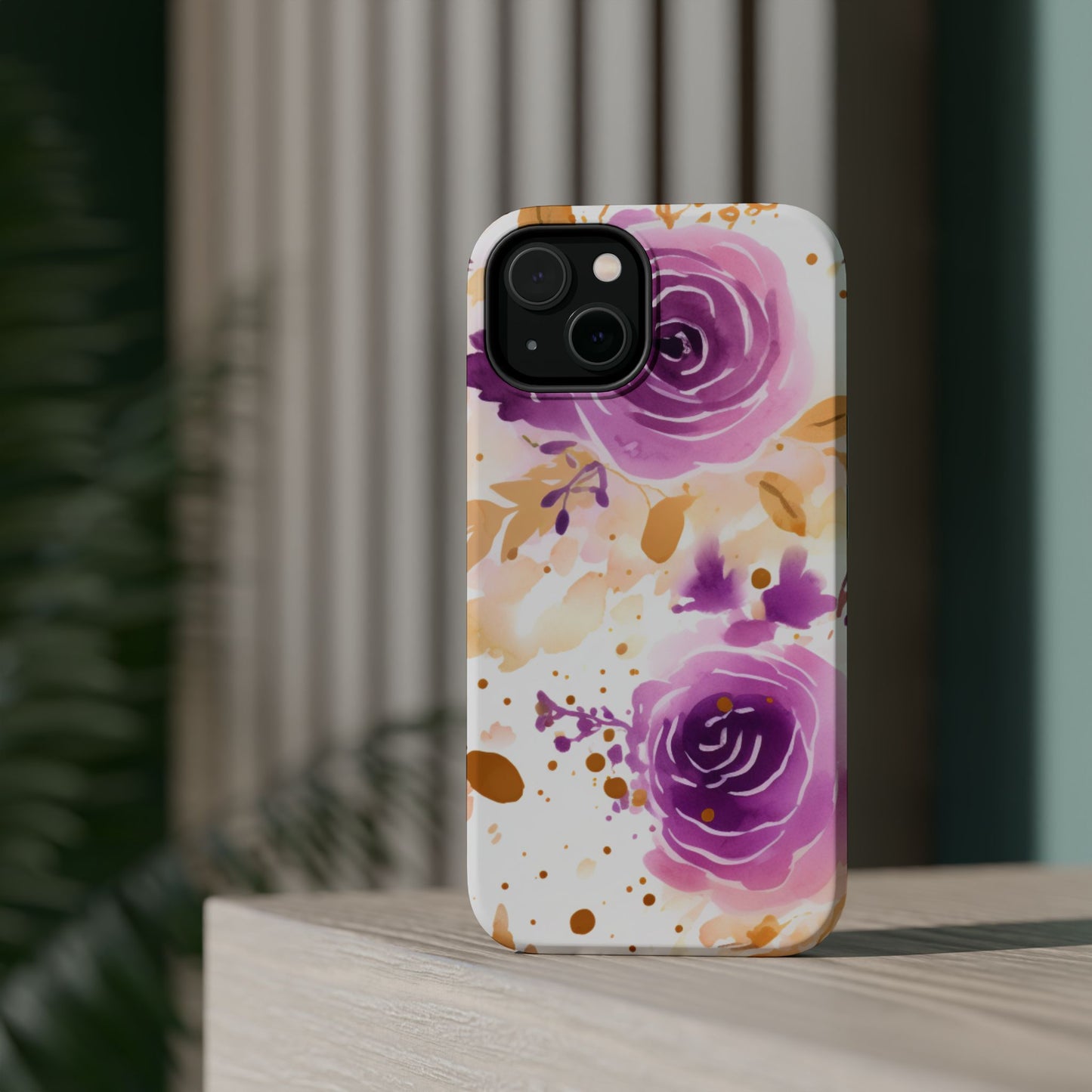 Soft Purple & Gold Floral Splash - MagSafe iPhone Series Case