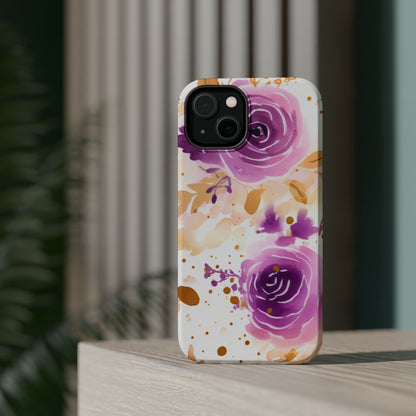 Soft Purple & Gold Floral Splash - MagSafe iPhone Series Case