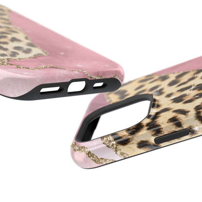 Pink Glam Leopard - MagSafe iPhone Series Case with Glitter Accents