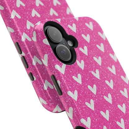 Pink Glitter Hearts Pattern – MagSafe iPhone Case