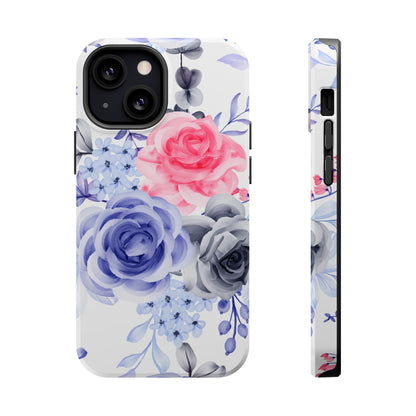 Elegant Blue Floral Watercolor Design – MagSafe iPhone Case