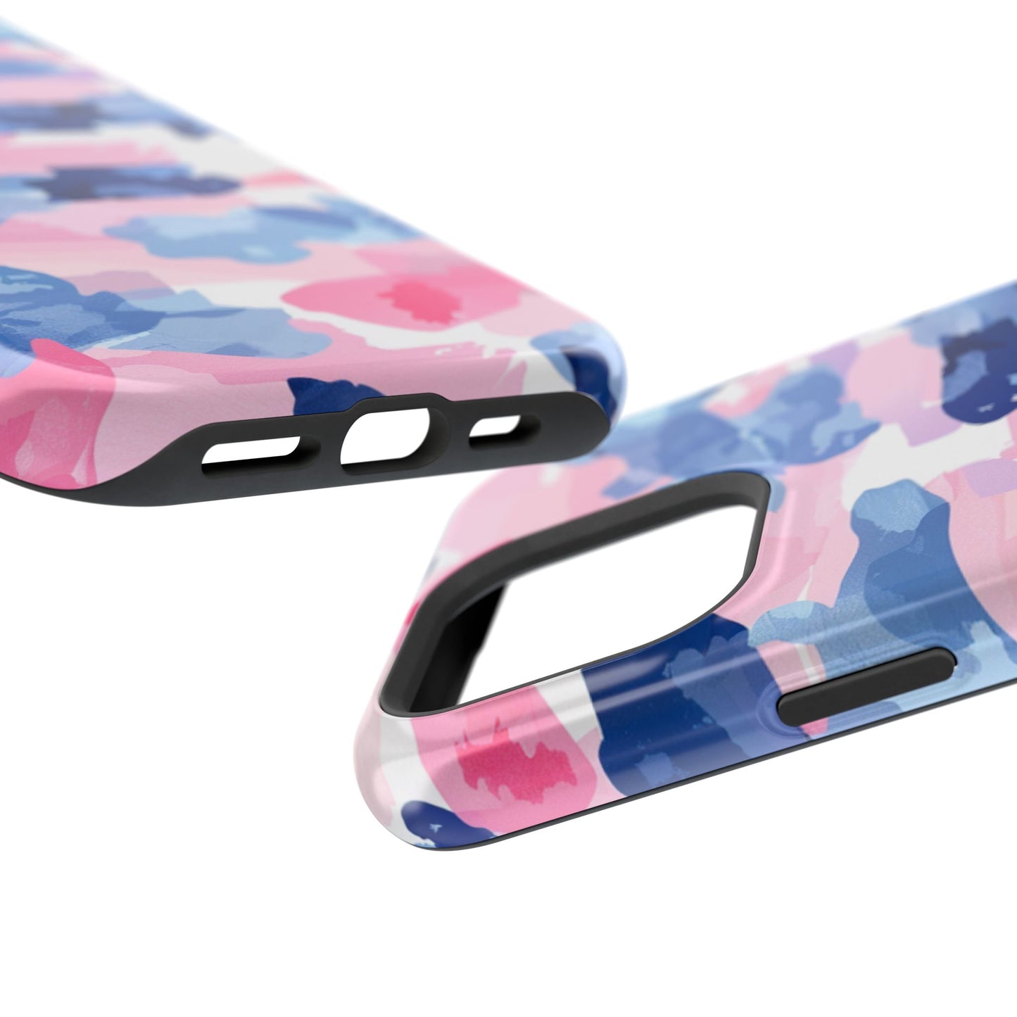 MagSafe Case: Dynamic Pink & Navy Brushstroke Art