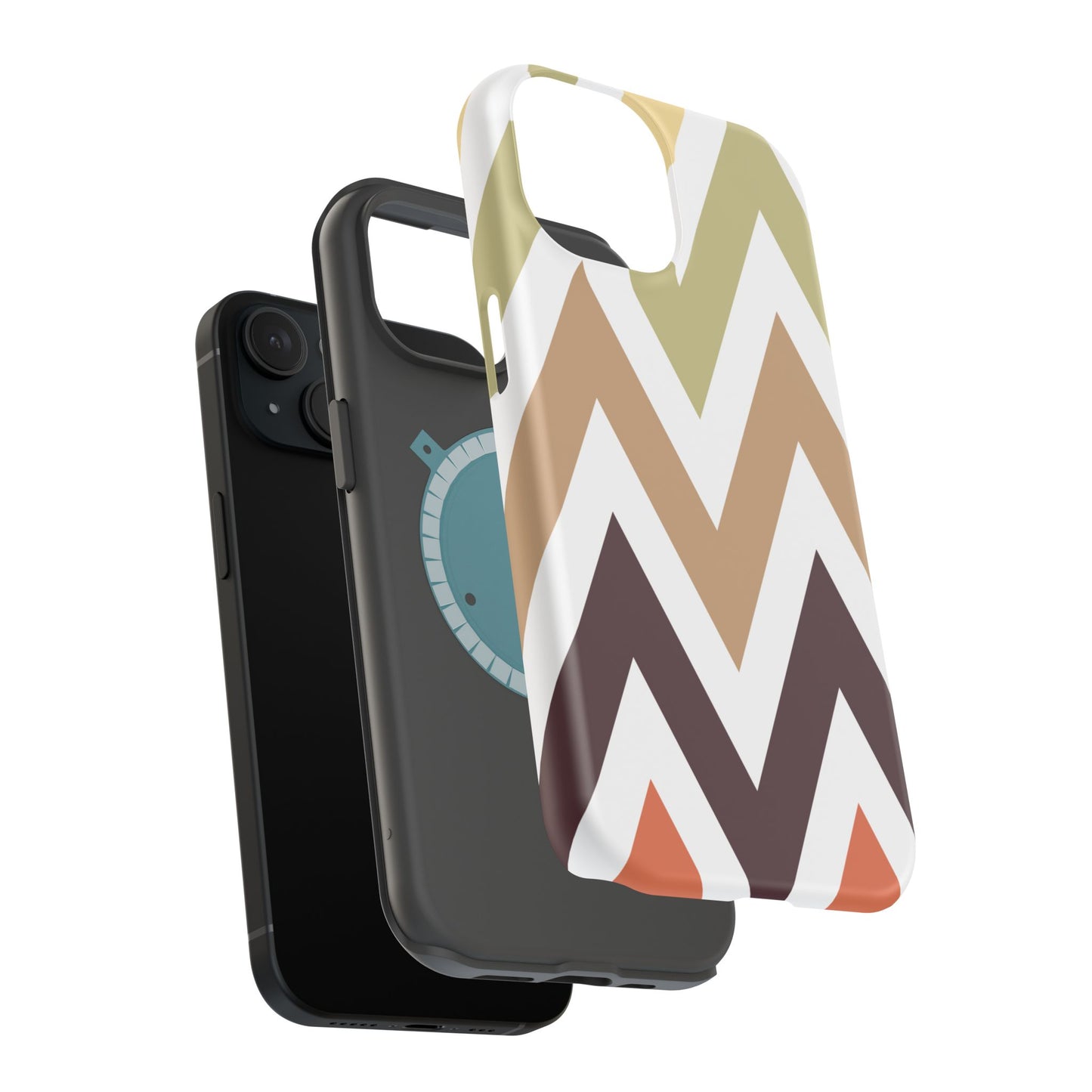 Earthy Chevron MagSafe iPhone Case – Boho-Inspired Design with Dual-Layer Protection