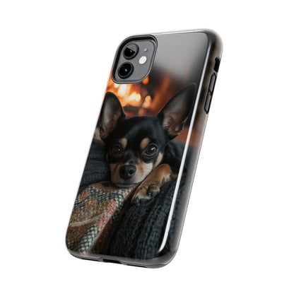 Cozy Chihuahua Fireplace iPhone Case – Warm and Stylish Design