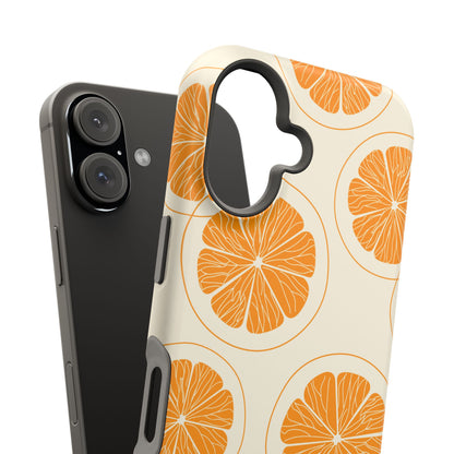 Citrus Burst Pattern Tough MagSafe iPhone Case – Bold Orange Design, Shockproof Protection