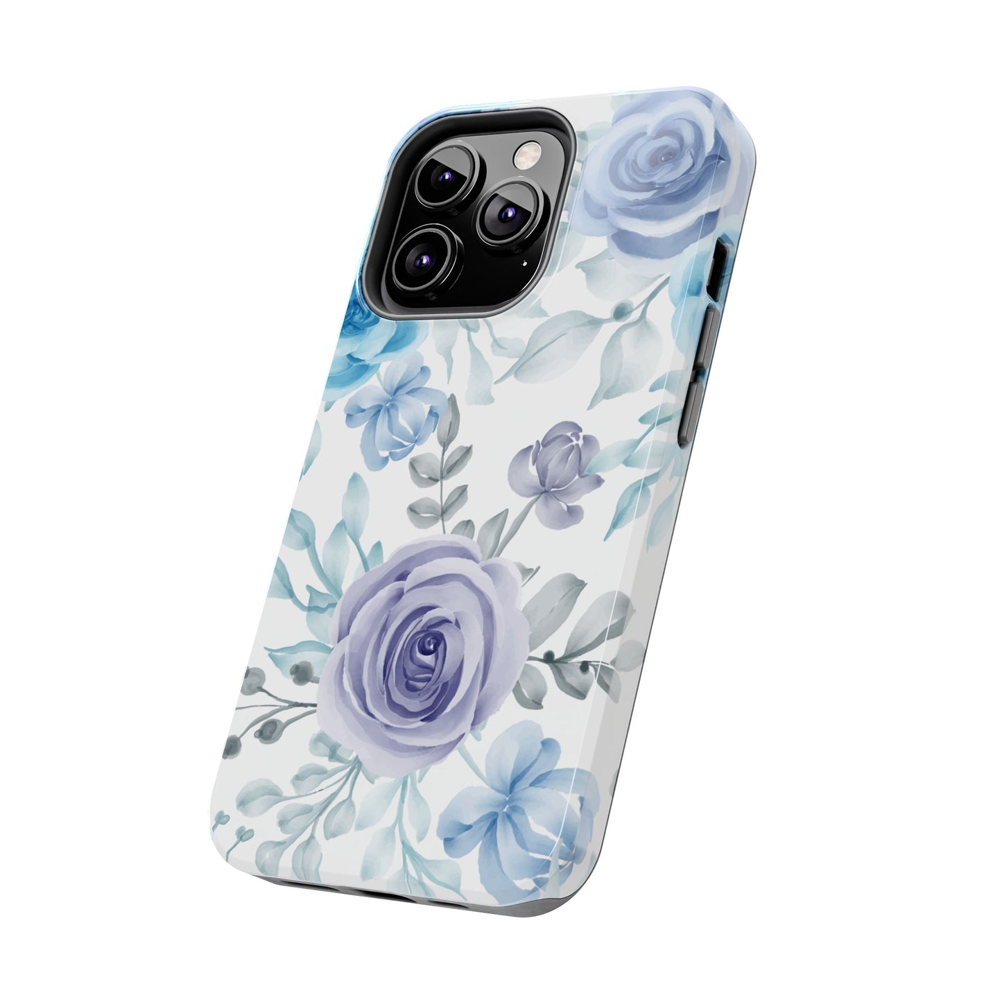 Elegant Blue & Violet Roses iPhone Case – Luxurious Floral Design for Chic Device Protection