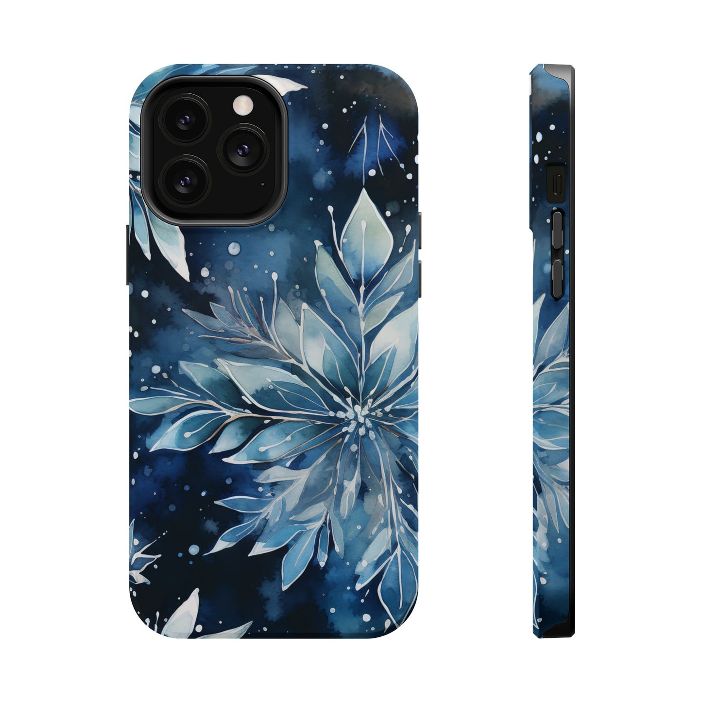 Winter’s Embrace – Blue Snowflake MagSafe iPhone Case