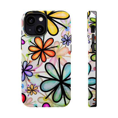 Retro Floral Pop MagSafe iPhone Case – Ultra-Slim Design, High-Gloss Finish