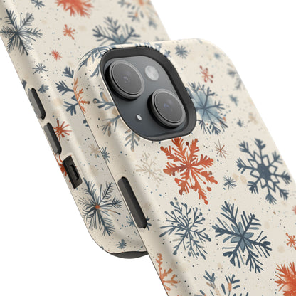 Rustic Orange and Blue Snowflake Pattern – MagSafe iPhone Series Case