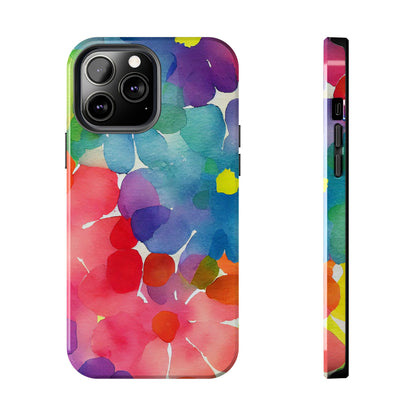 Rainbow Bloom Watercolor iPhone Case – Slim Design, Glossy Finish