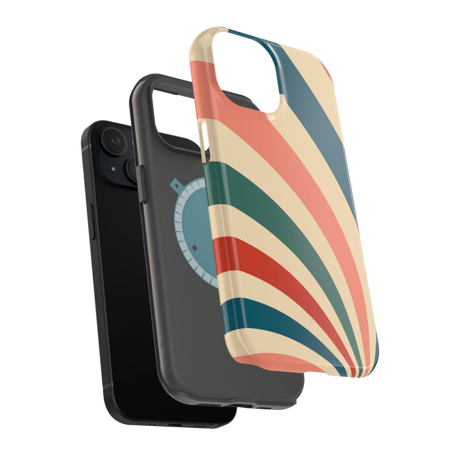 Retro Sunburst Swirl MagSafe iPhone Case – Dual-Layer Protection with Bold 70s Vibes