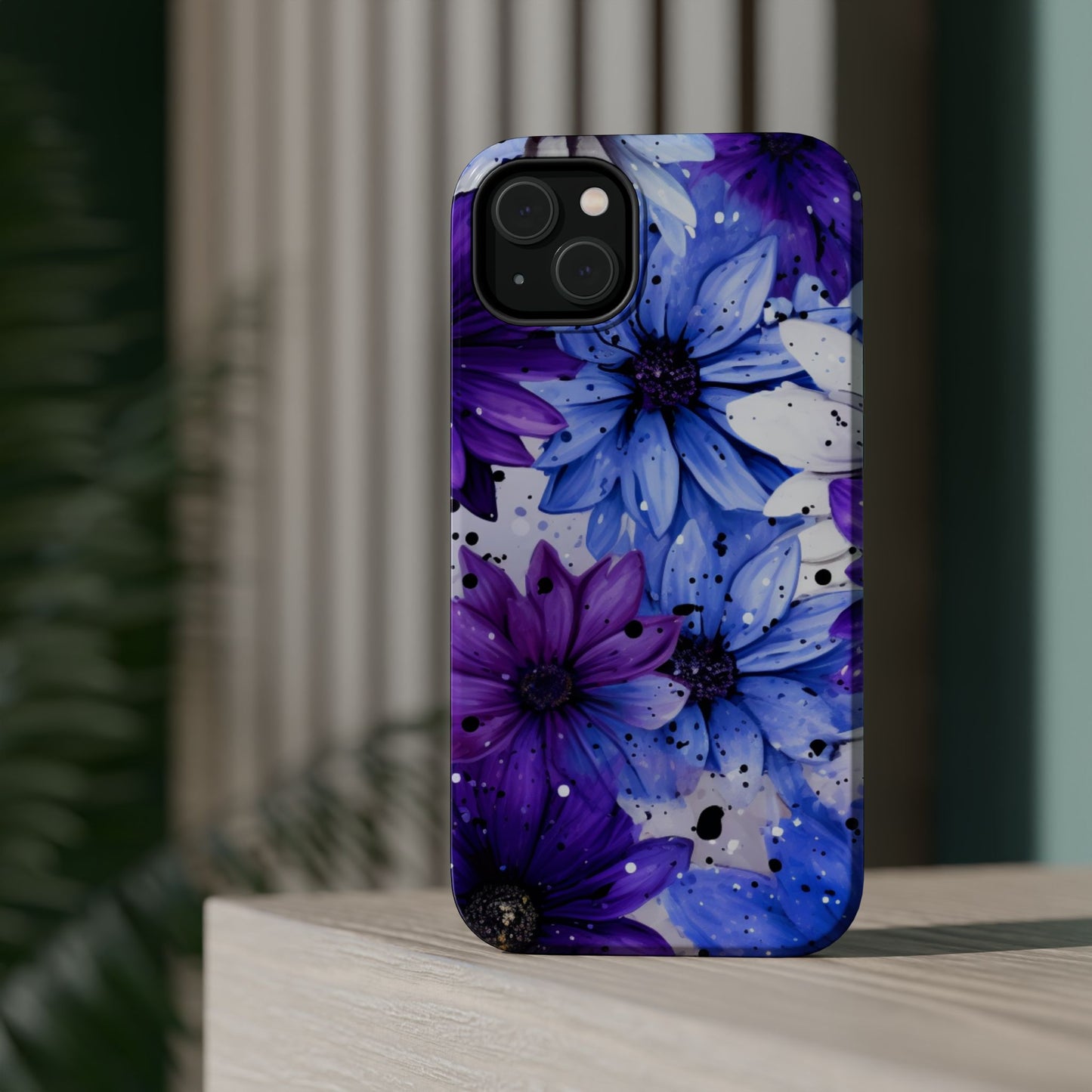 Vibrant Purple & Blue Floral Splash - MagSafe iPhone Series Case