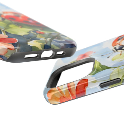 Watercolor Ladybug & Poppy Fields - MagSafe iPhone Case