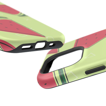 Watermelon Slice MagSafe iPhone Case – Fresh & Fun Design with Retro Geometric Pattern