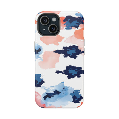 Abstract Coral & Navy Watercolor Design – MagSafe iPhone Case