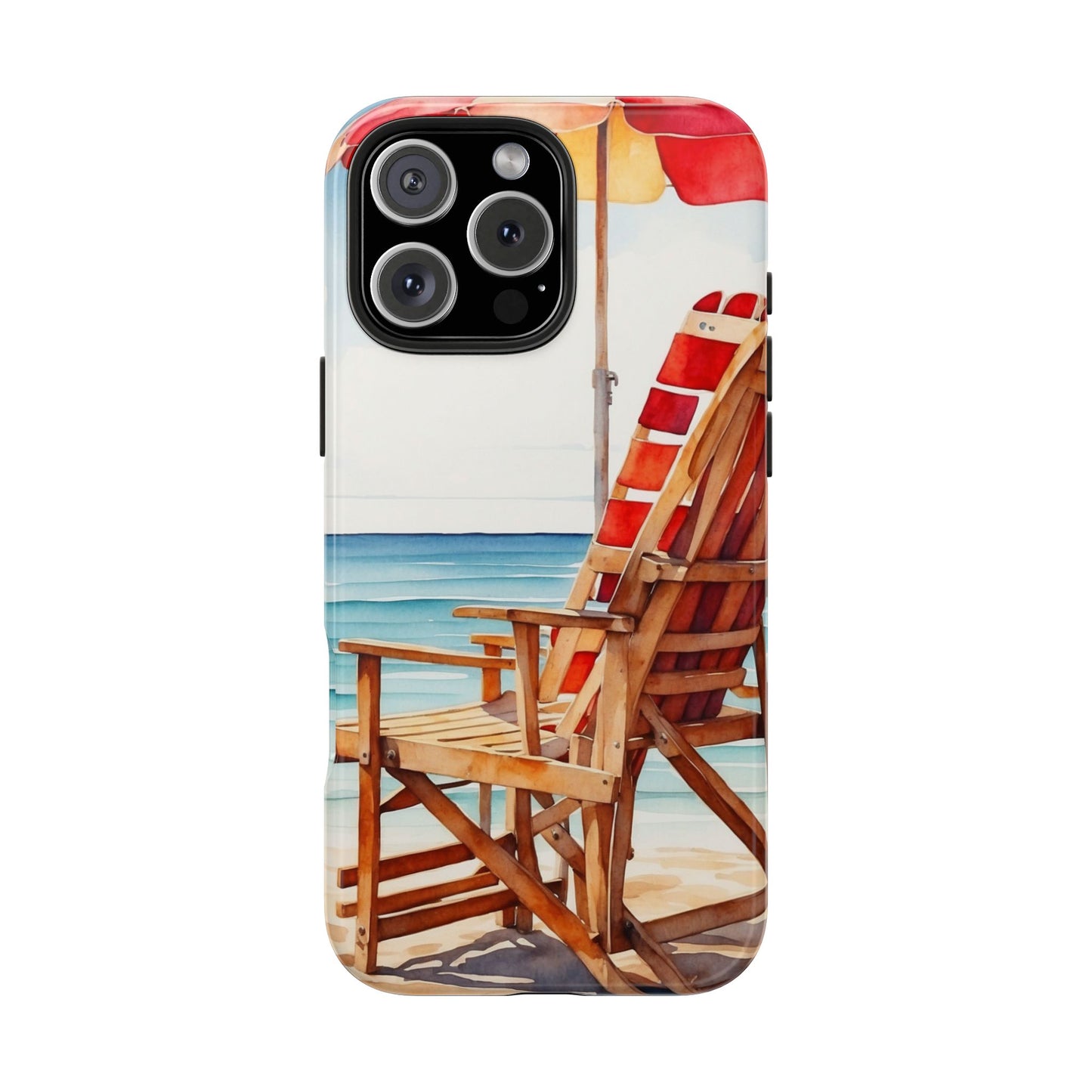 Beach Bliss iPhone Series Case – Relaxing Seaside Chair and Umbrella Design