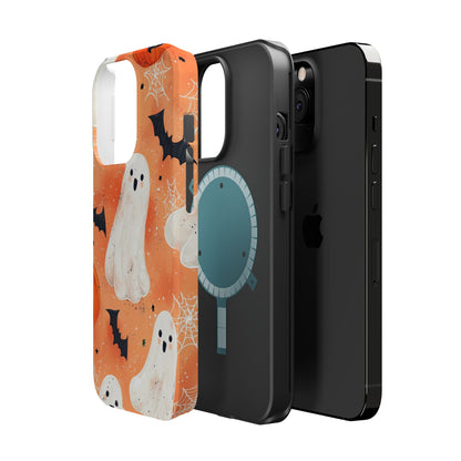 Spooky Cute Ghost MagSafe iPhone Case – Halloween Ghosts, Pumpkins, Bats & Cobwebs Design