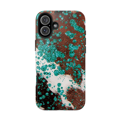 Teal Glitter Cowhide - iPhone Series Case