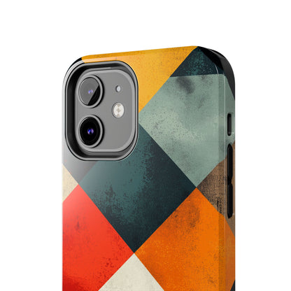 Geometric Retro iPhone  Case - Colorful Checkered Protective Cover