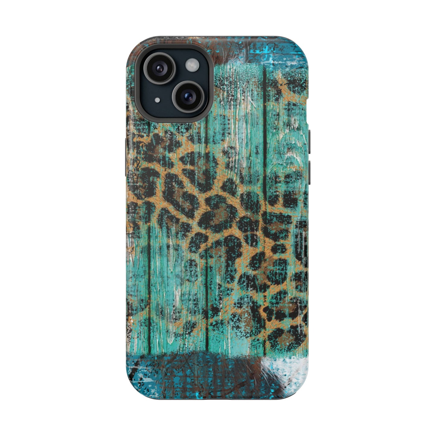 Turquoise Rustic Leopard Wood - MagSafe  iPhone Series Case