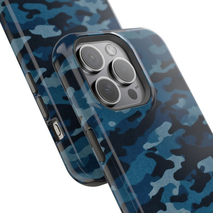 Dark Blue Camouflage – MagSafe iPhone Case with Modern Rugged Style