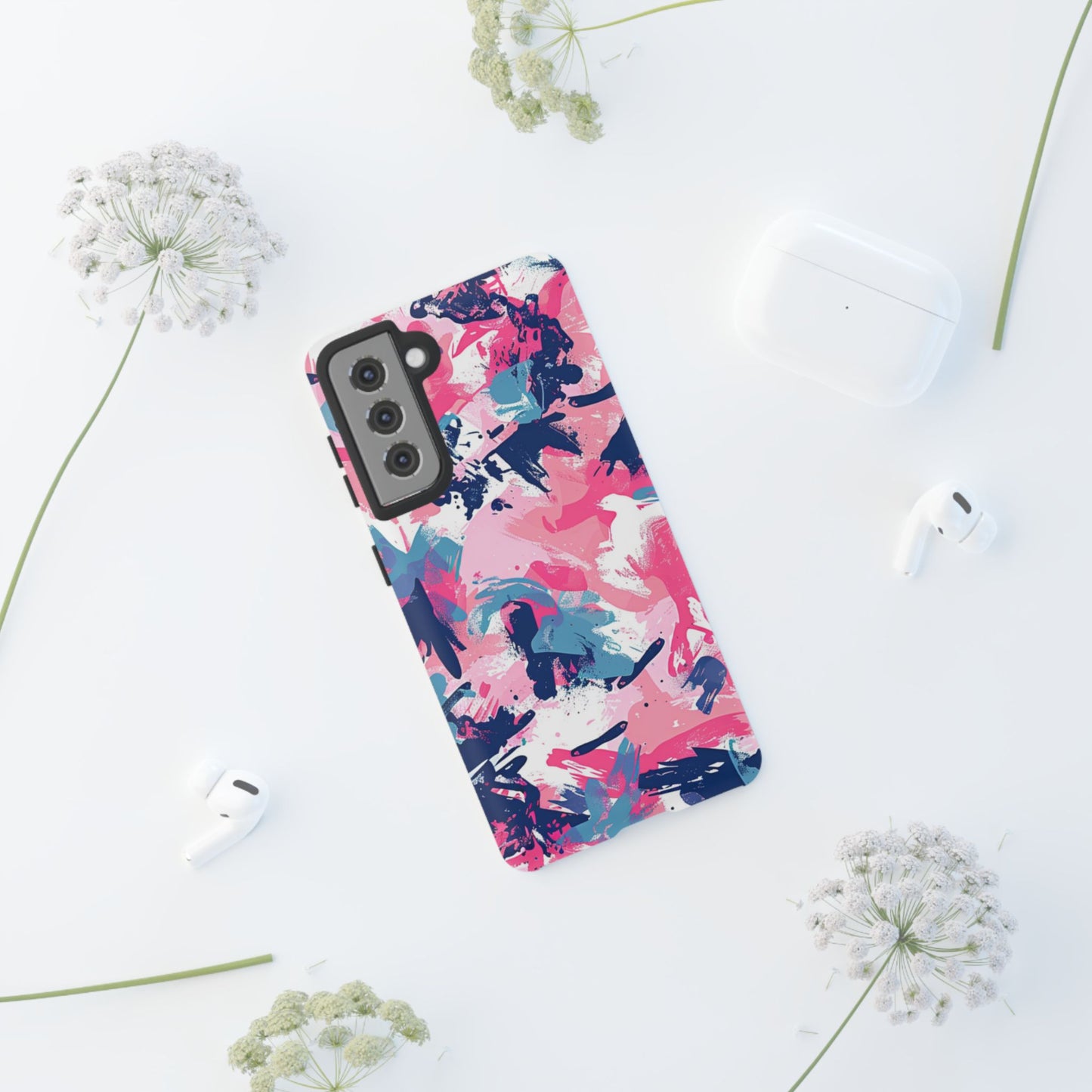 Vibrant Pink & Navy Abstract Splash – Samsung Galaxy Case