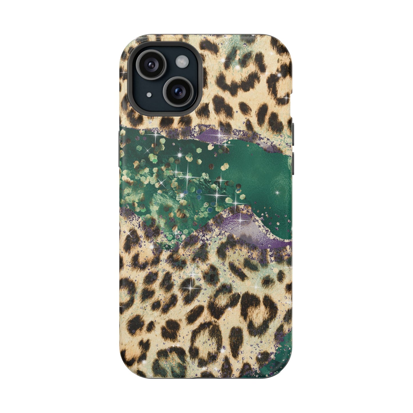 Emerald Glitter Leopard Print - MagSafe iPhone Series Case