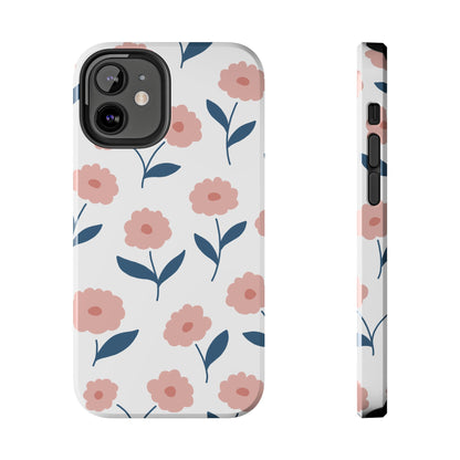 Playful Pink Floral Tough iPhone Case – Soft Pastel Design, Slim & Shockproof