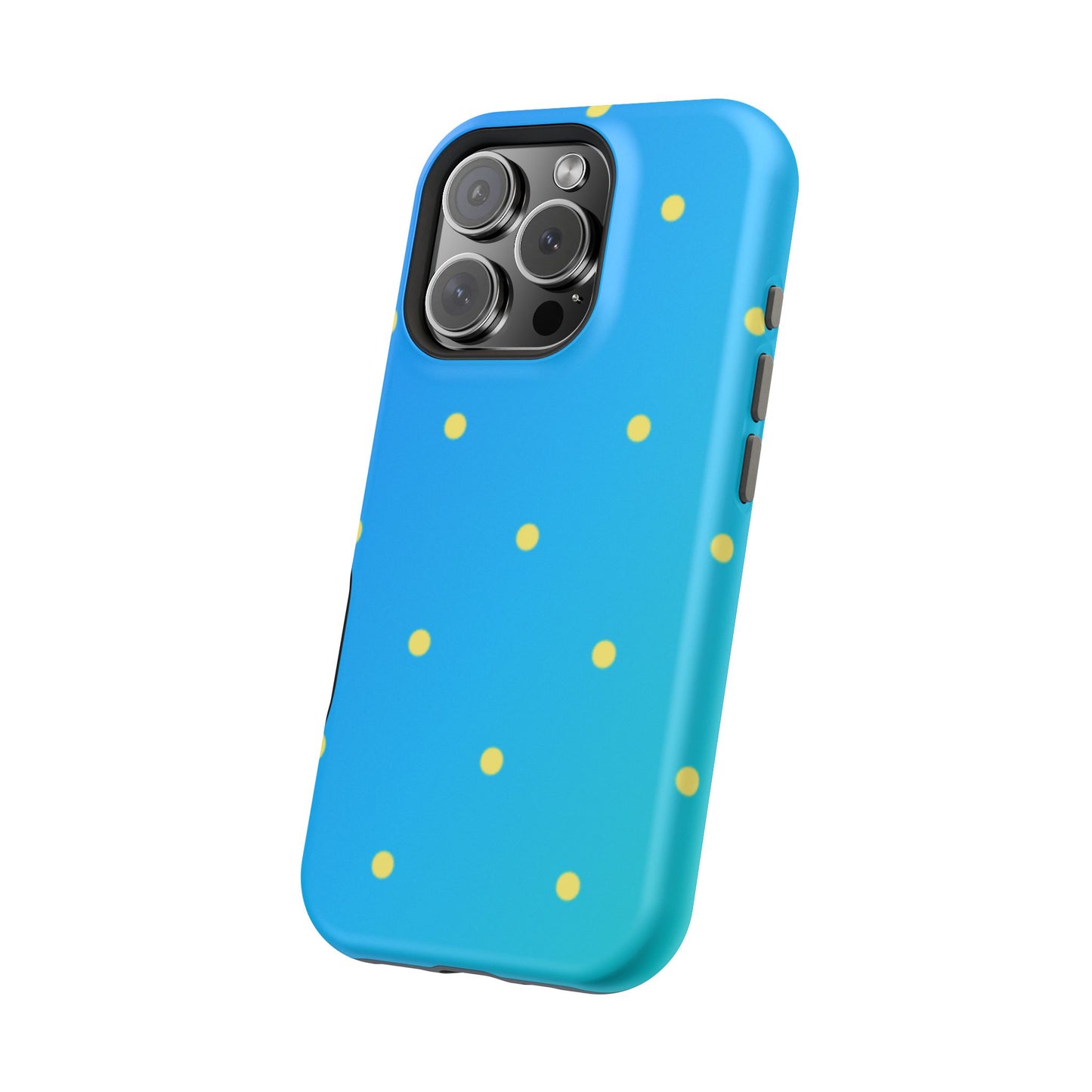 Blue Ocean Gradient Polka Dots MagSafe iPhone Case – Shockproof, Smooth Matte Finish, Dual-Layer Design