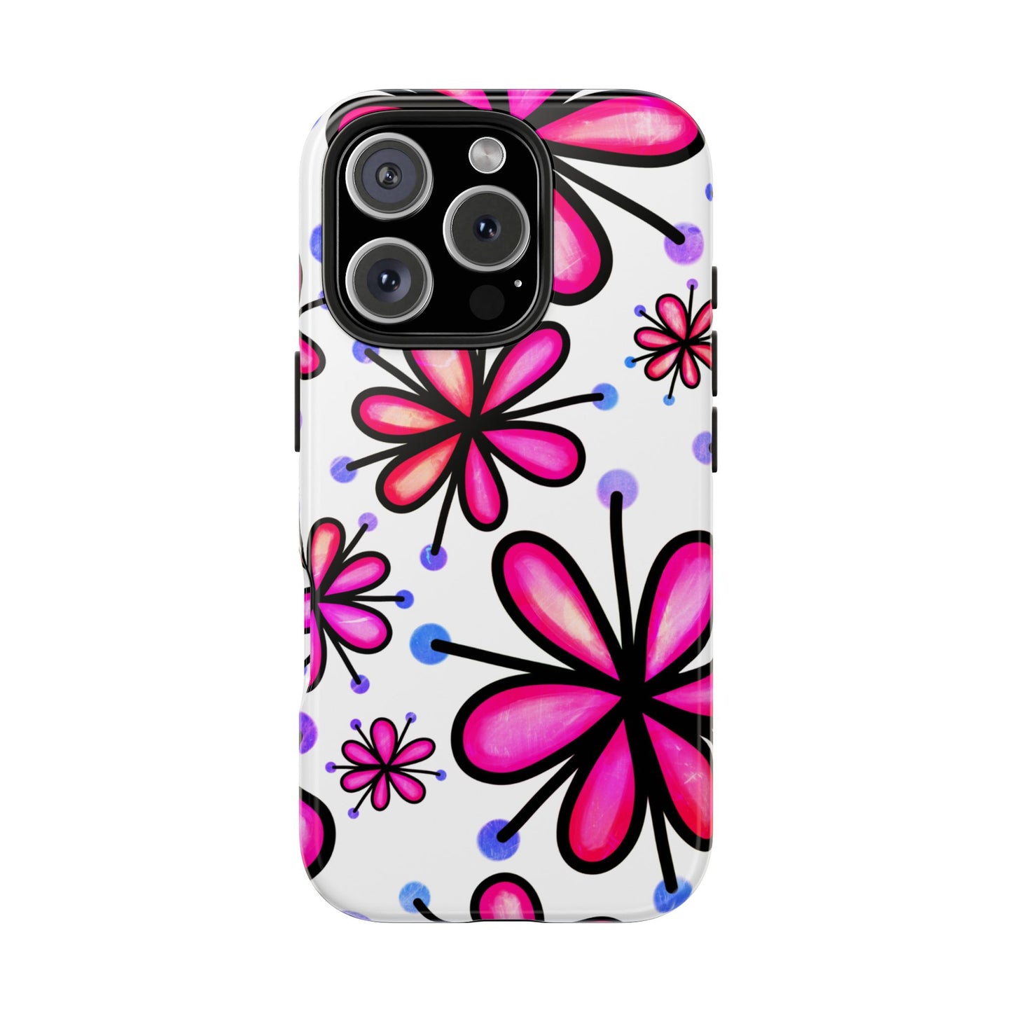 Pink Retro Bloom iPhone Case – Ultra-Slim Design, Glossy Finish