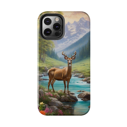 Alpine Serenity – Stag in Mountain Bliss iPhone Cases