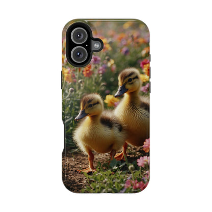 Charming Ducklings in Floral Garden - MagSafe iPhone Case