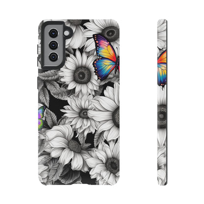 Rainbow Butterflies & Monochrome Sunflowers – Samsung Galaxy Case