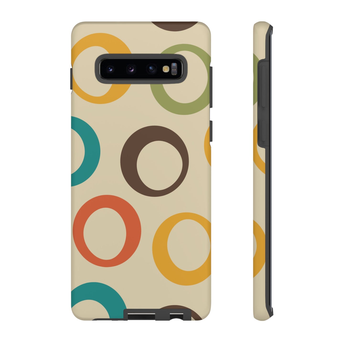 Retro Colorful Rings Samsung Galaxy Case – Shockproof, Matte Finish, Dual-Layer Protection