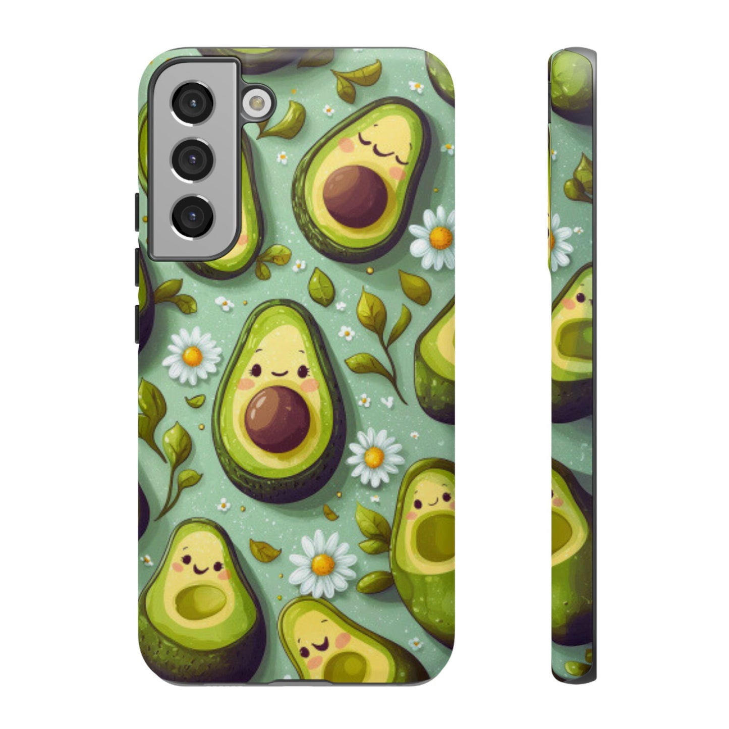 Cute Avocado Samsung Galaxy Case – Adorable Kawaii Avocados with Daisies, Shock - Resistant - BOGO Cases