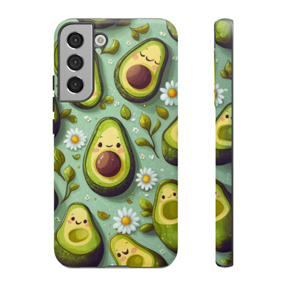 Cute Avocado Samsung Galaxy Case – Adorable Kawaii Avocados with Daisies, Shock - Resistant - BOGO Cases