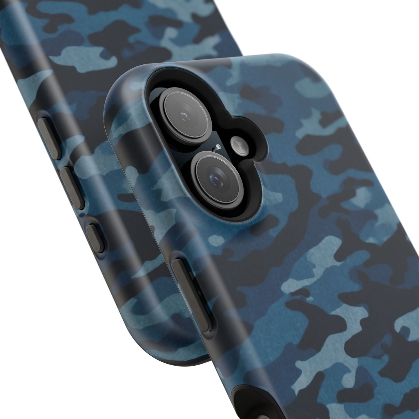 Dark Blue Camouflage – MagSafe iPhone Case with Modern Rugged Style