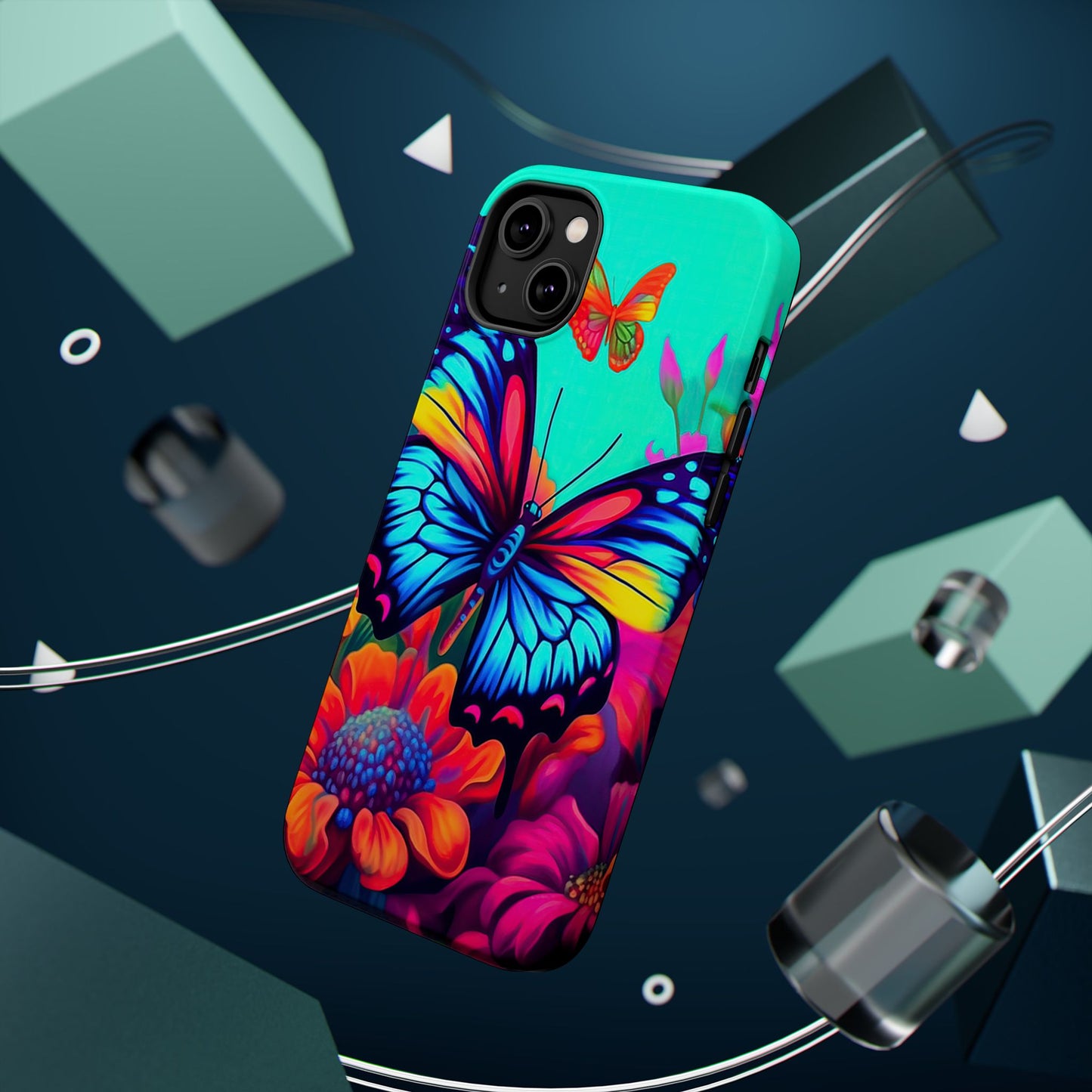 Vivid Butterfly & Floral Burst - MagSafe iPhone Case