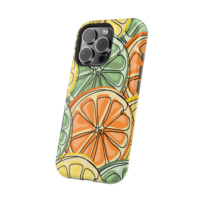 Citrus Zest Tough MagSafe iPhone Case – Bold Lime, Lemon, and Orange Design, Shockproof Protection