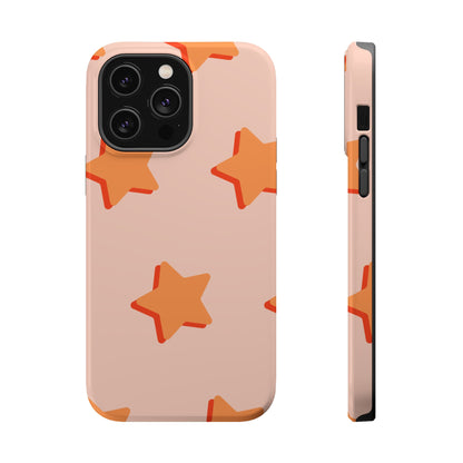 Retro Orange Stars MagSafe iPhone Case – Shock-Resistant, Smooth Matte Finish, Dual-Layer Design