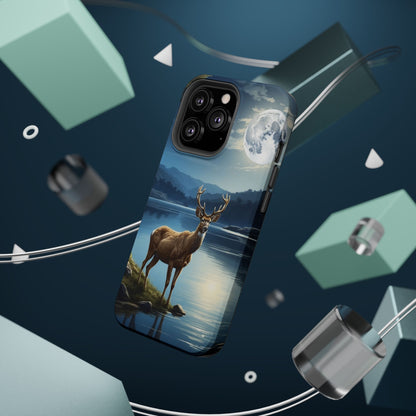 Moonlit Elegance: Stag by the Lake – MagSafe iPhone Case