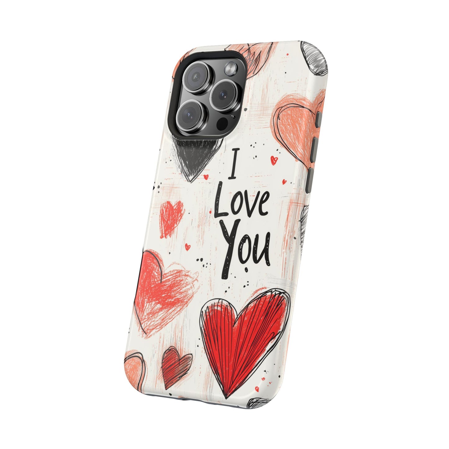 Romantic "I Love You" Heart Sketch - MagSafe Compatible Case