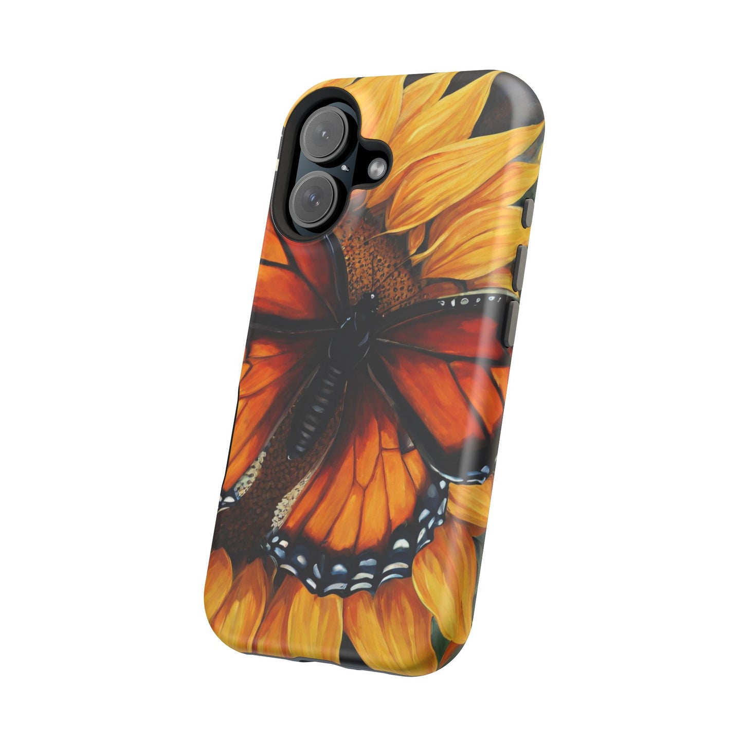 Monarch Butterfly & Sunflower Art – MagSafe iPhone Case