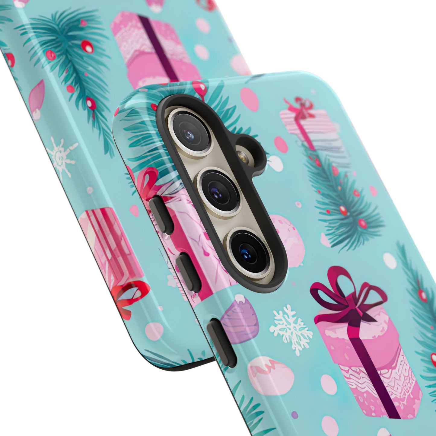 Festive Pink Christmas Gifts and Evergreen Samsung Galaxy Case – Holiday Theme, Protective Cover