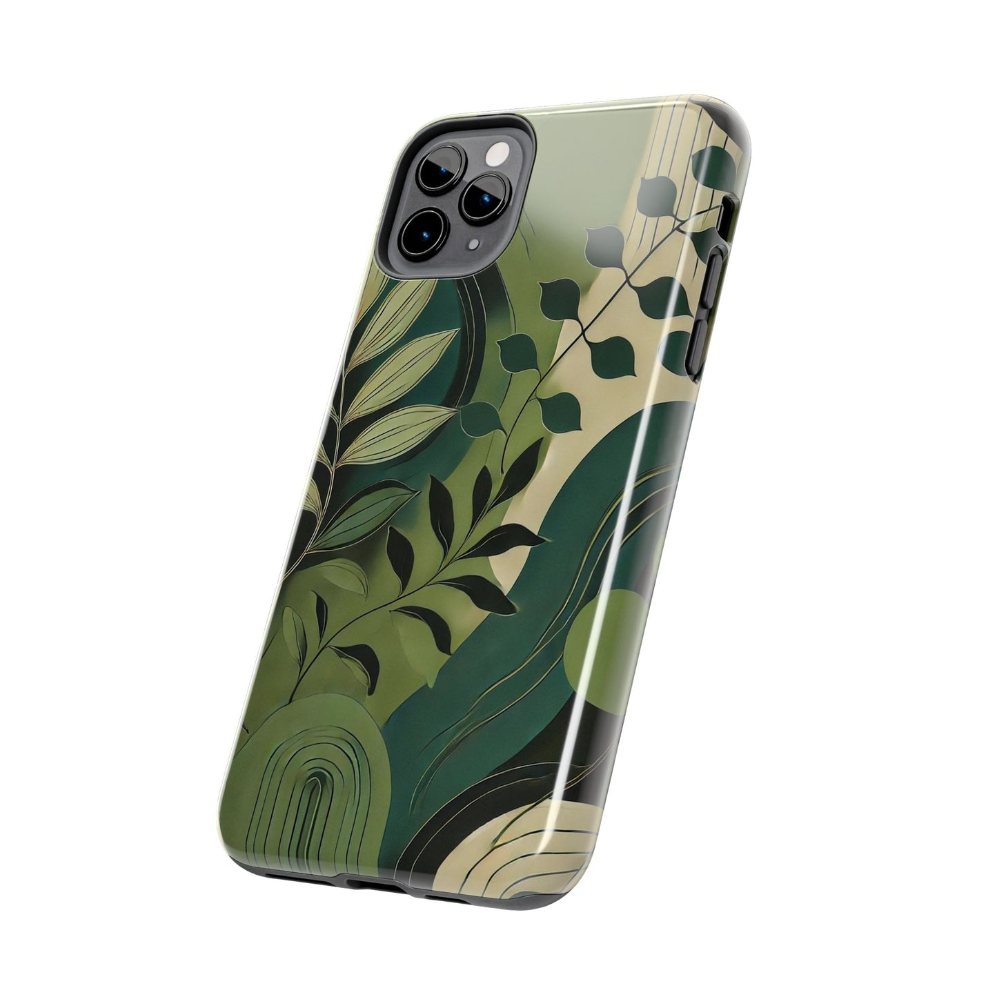 Abstract Green Leaves iPhone Case - Nature-Inspired Protective Cover